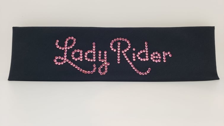 Lady Rider Black Bandana with Rose Austrian Crystals (Sku6031)