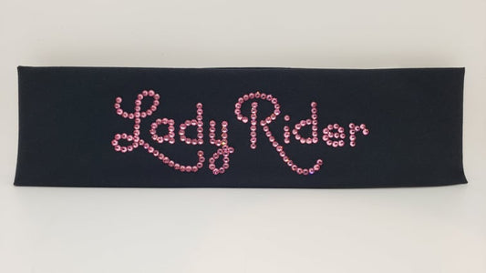 Lady Rider Black Bandana with Rose Austrian Crystals (Sku6031)