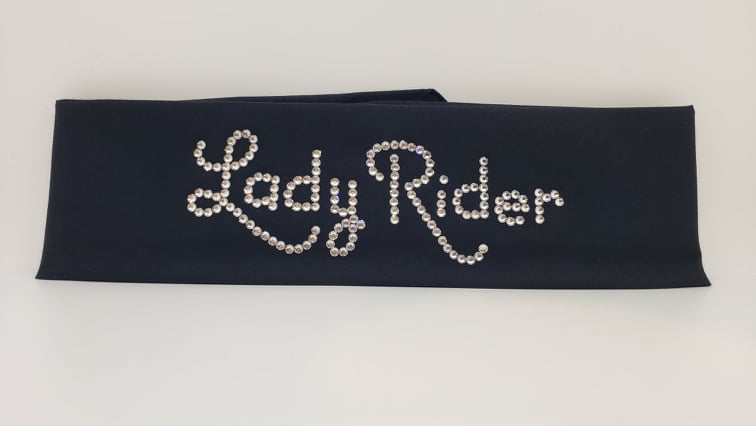 Lady Rider Black Bandana with Clear Austrian Crystals (Sku6032)