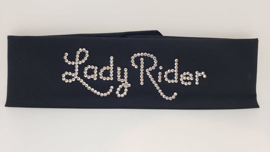 Lady Rider Black Bandana with Diamond Clear Austrian Crystals (Sku6032)