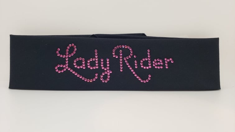 Lady Rider Black Bandana with Fuchsia Austrian Crystals (Sku6033)