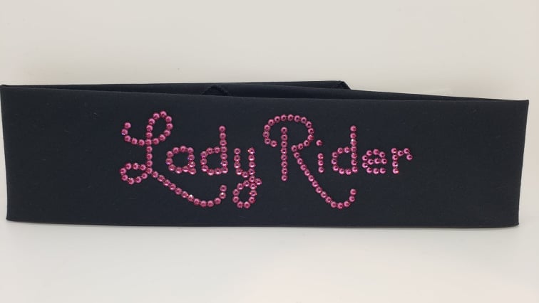 Lady Rider Black Bandana with Fuchsia Austrian Crystals (Sku6033)