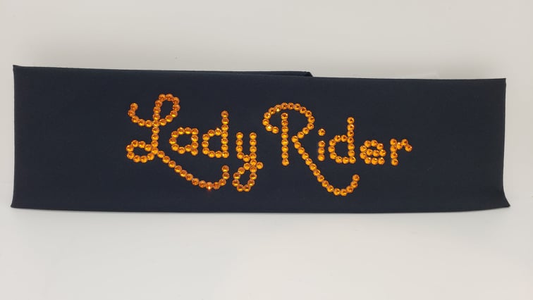 Lady Rider Black Bandana with Orange Austrian Crystals (Sku6034)