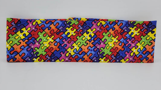 Autism Puzzle Pieces with Multiple Colors of Austrian Crystals (Sku6070)