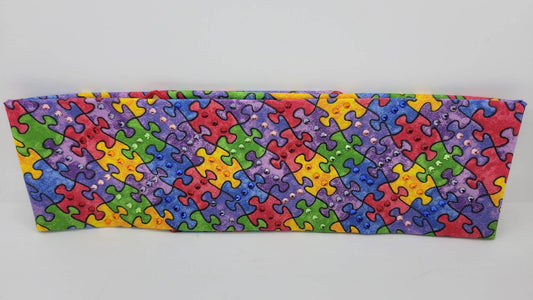 Faded Autism Puzzle Pieces with Multiple Colors of Austrian Crystals (Sku6071)