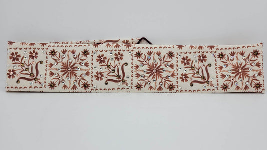 Narrow Brown Flowers Bandana with Brown, Rose Gold and Diamond Clear Austrian Crystals (Sku6074)