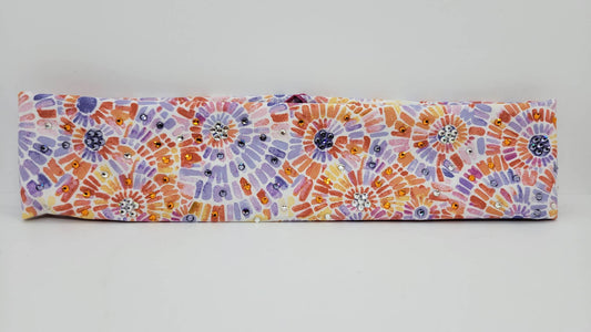 Narrow Colorful Mosaic Bandana with Multiple Colors of Austrian Crystals (Sku6077)