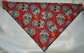 Large Doggy Dana Sugar Skulls on Red with Crystals
