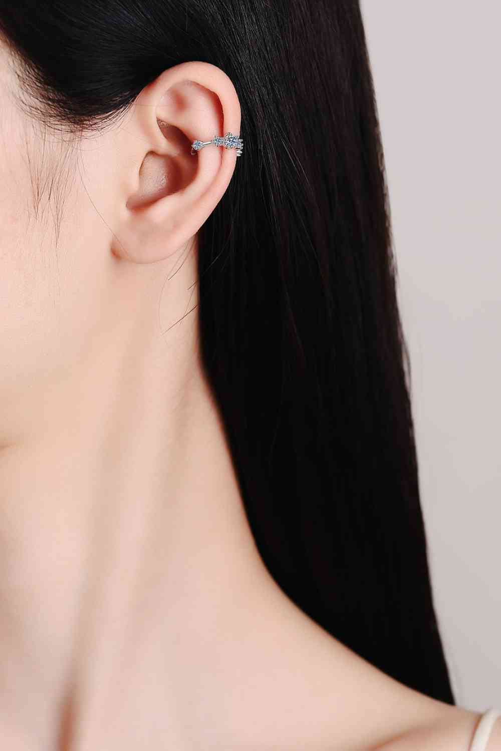 BEAUTIFUL Moissanite Rhodium-Plated Cuff Earrings