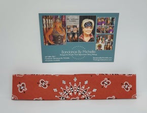 Bargain Bandana Narrow Terra Cotta with Diamond Clear Crystals (Sku8032)