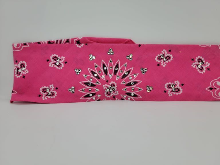 Bargain Bright Pink Paisley with Diamond Clear Crystals (Sku8079)