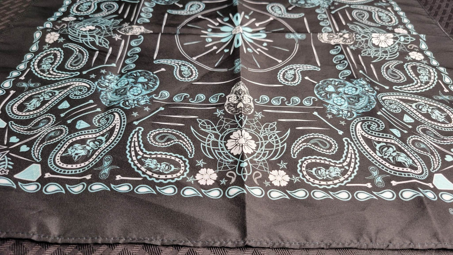 Plain Teal Skulls Bandana (Sku8276)