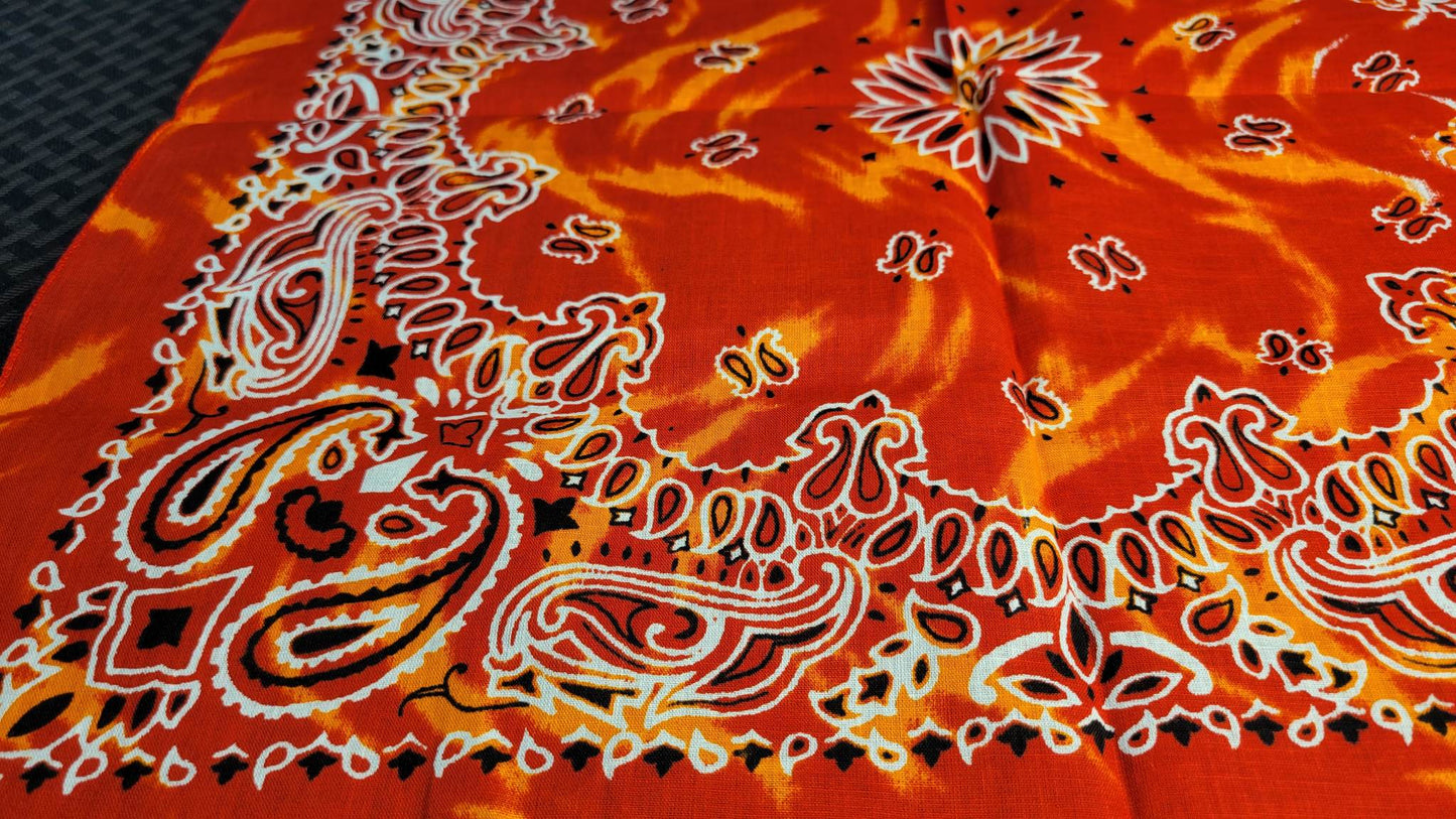 Plain Orange Marbled Paisley Bandana (Sku8293)