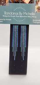 Elegant Blue/Black Tassel Drop Crystal Earring (Sku8305)