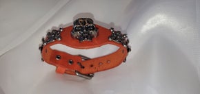 Burnt Orange Adjustable Leather Skull Motor Wrench UNISEX Bracelet (sku8324)