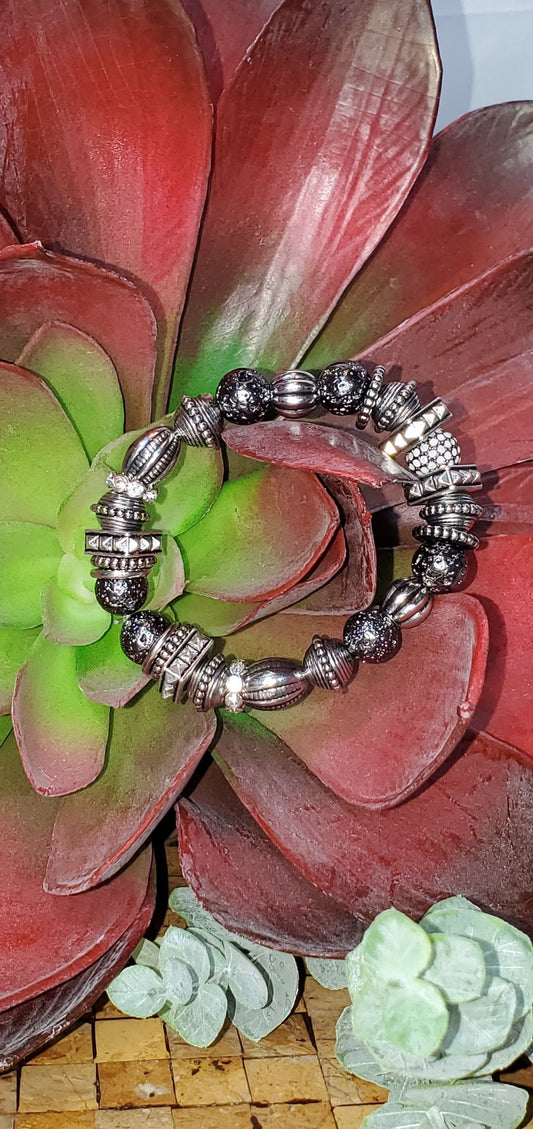 Silver and Hematite Bracelet (Sku8360)