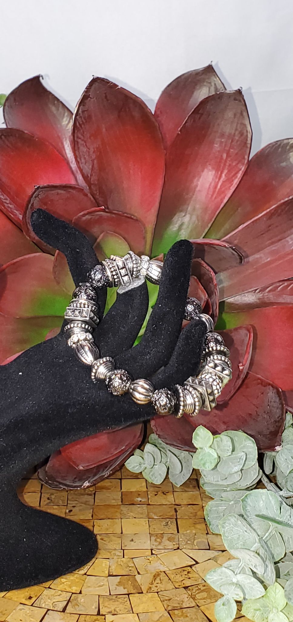 Silver and Hematite Bracelet (Sku8360)