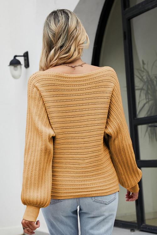 Boat Neck Batwing Sleeve Sweater