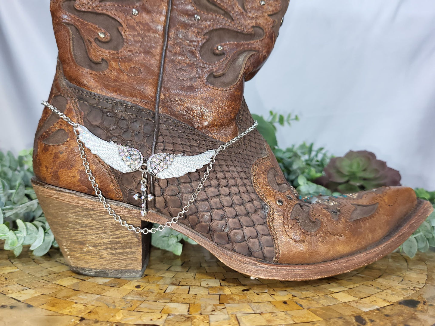 Angel Wings with Cross Choker/Boot Bling