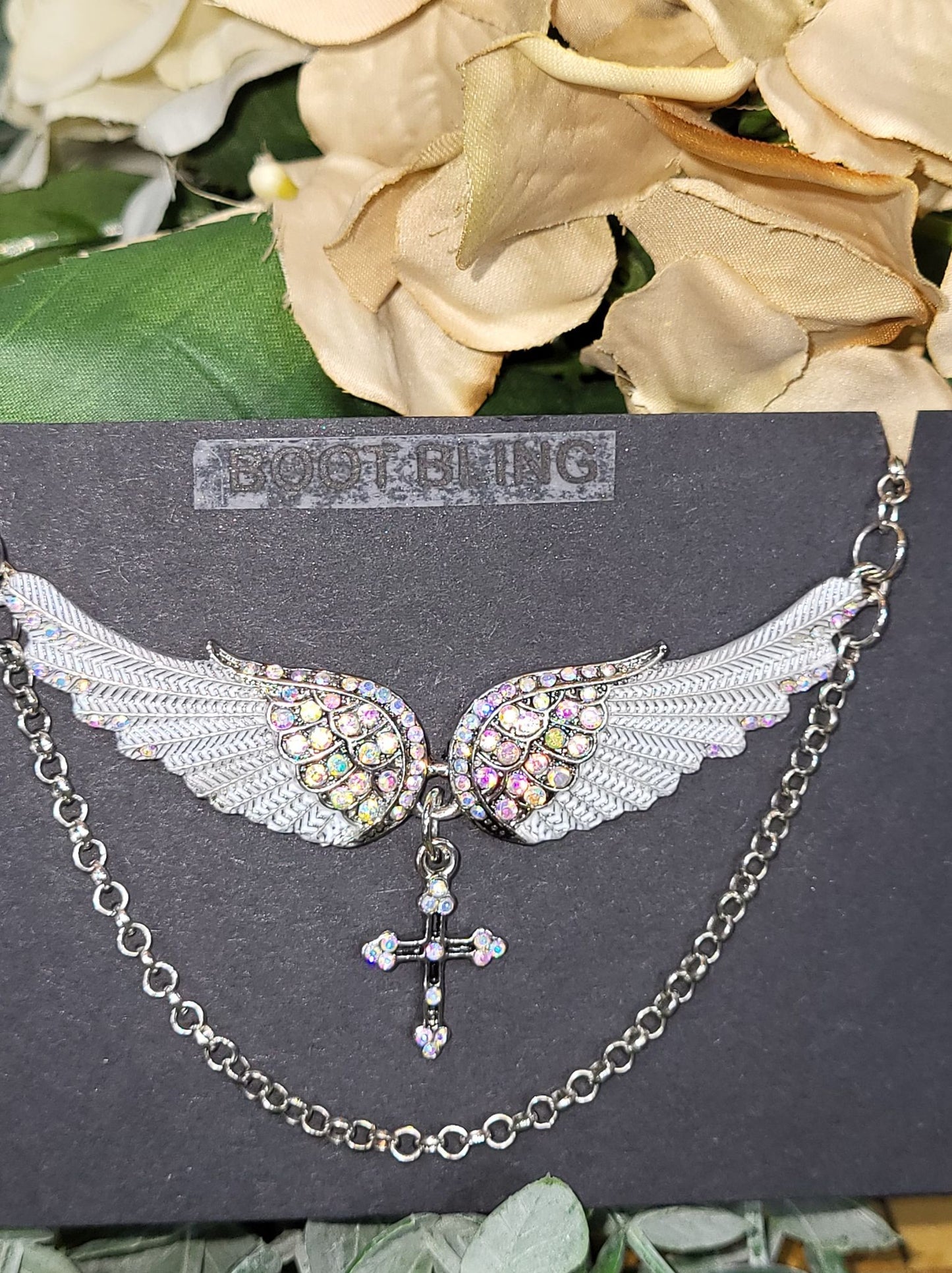 Angel Wings with Cross Choker/Boot Bling