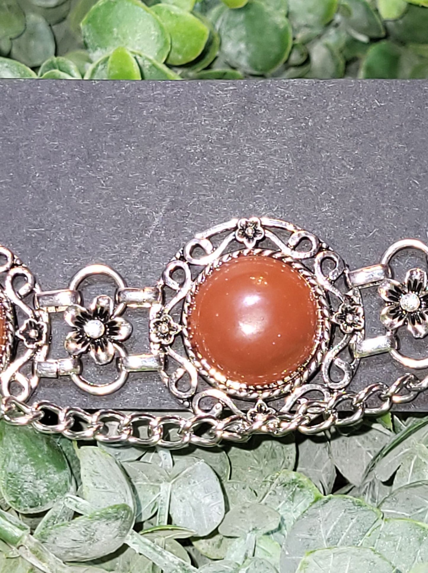 Silver Medallion with Brown Centers Choker/Boot Bling