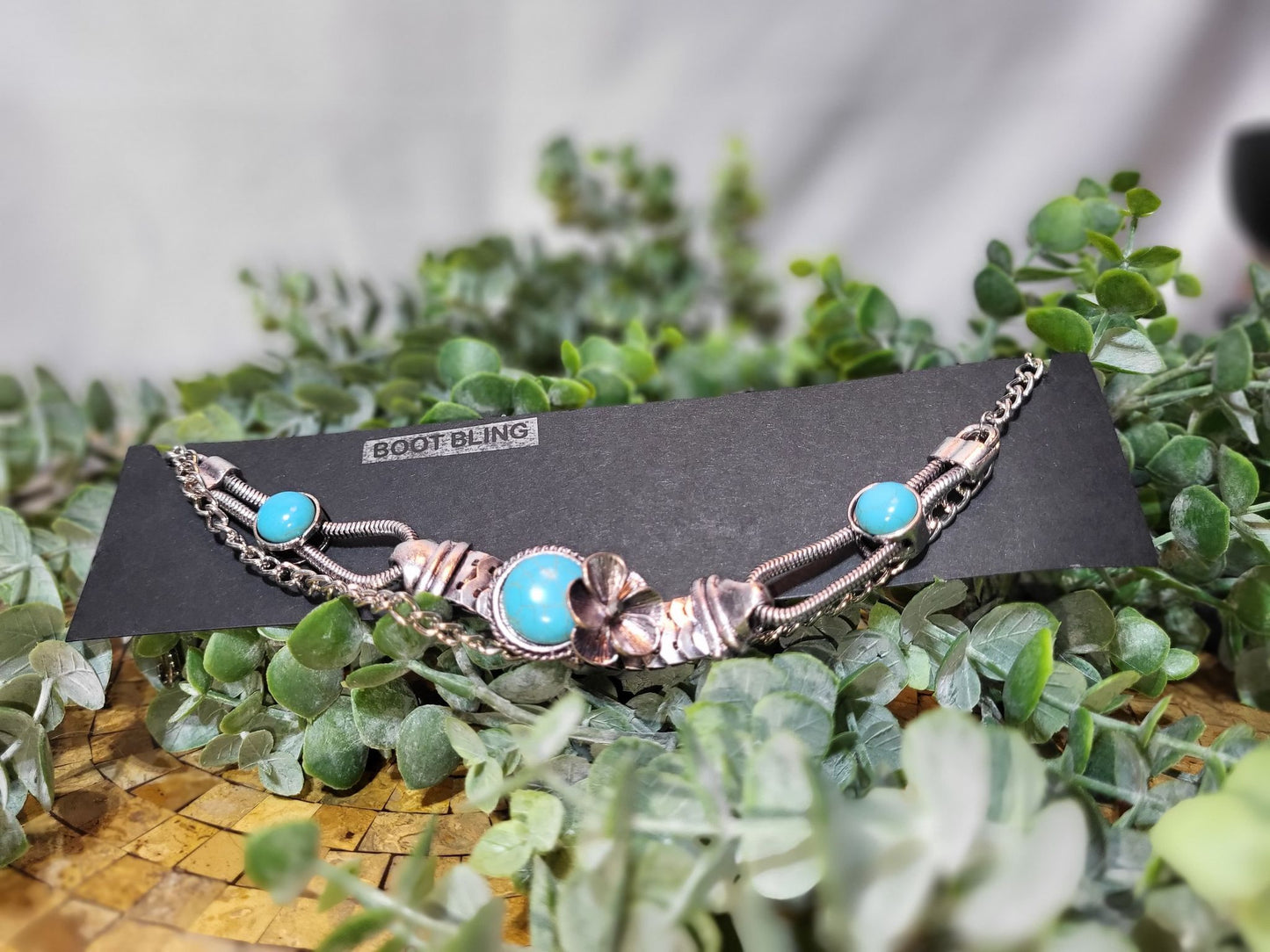 Turquoise Stone with Flower Choker/Boot Bling