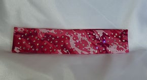 Narrow Pink Camo Bandana with Diamond Clear Austrian Crystals (sku9089)