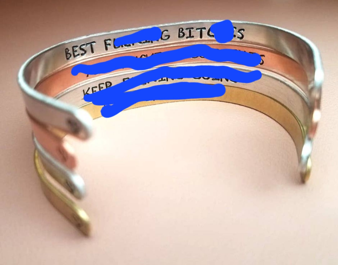 BEST F'N BIT**ES Adjustable Brass Cuff Bracelet (Sku8344)