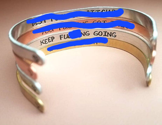 KEEP F'ing GOING Adjustable Copper Cuff Bracelet (Sku8345)