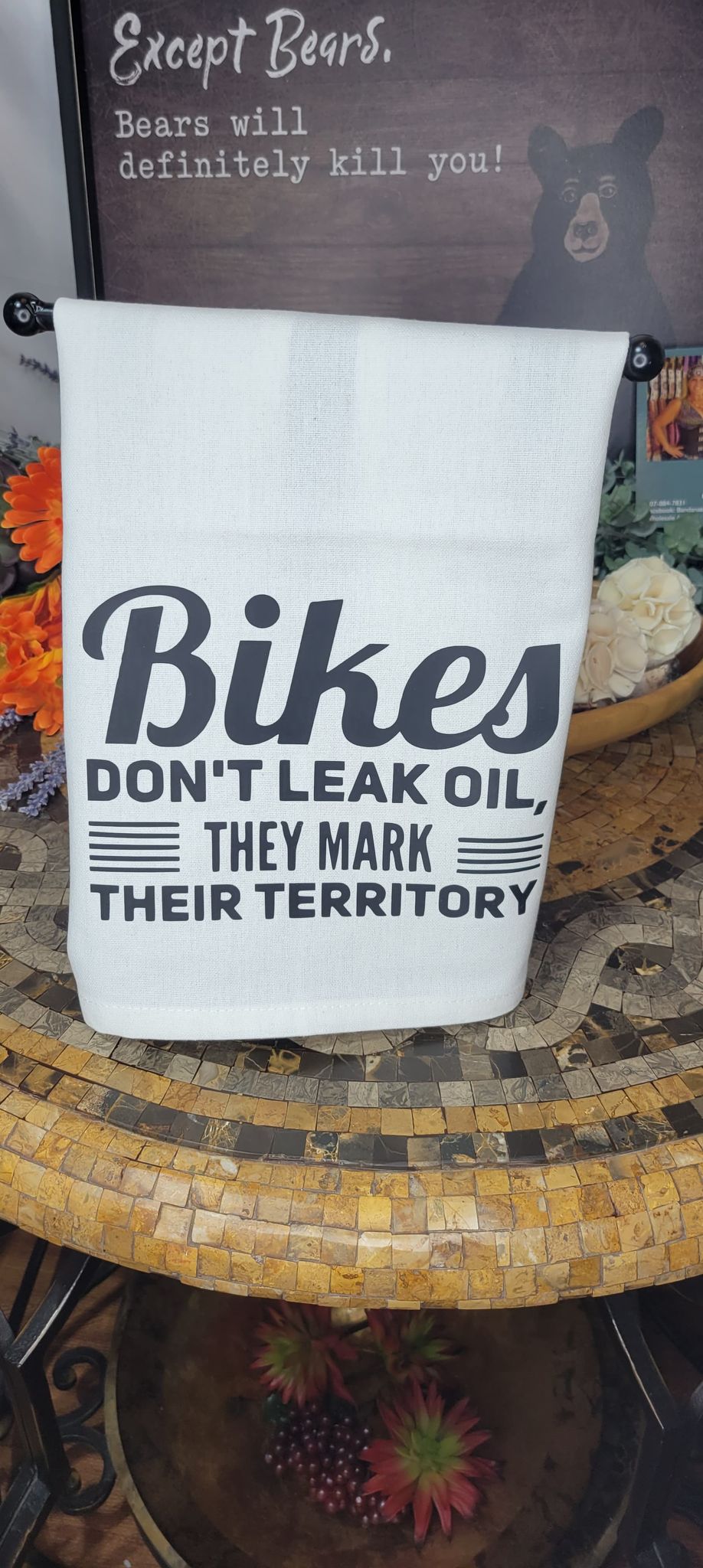 Kitchen Towels -Bikes Don't Leak Oil