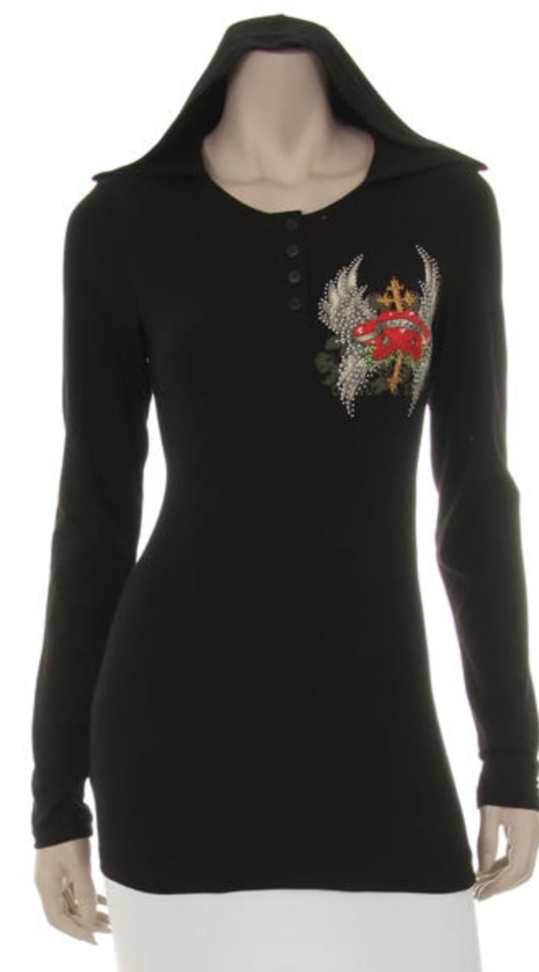 Black Long Sleeve with Heart and Wings