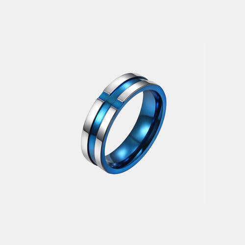 Besutifully Created Contrast Titanium Steel Ring