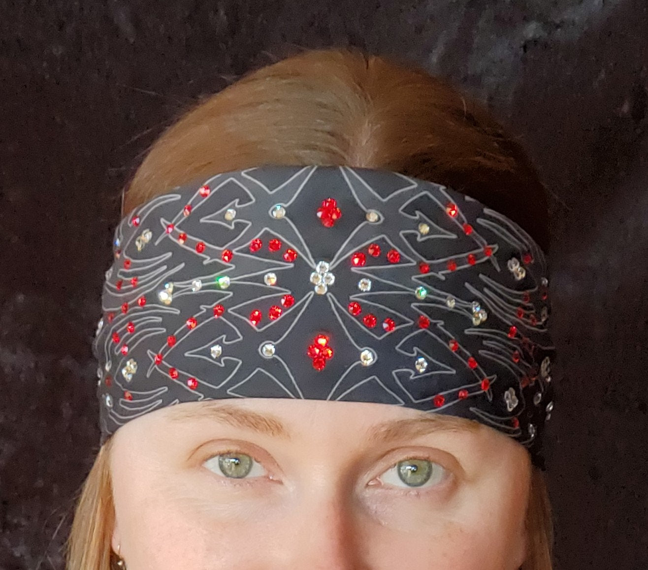 Tribal Bandana with Red and Clear Crystals (Sku1671)