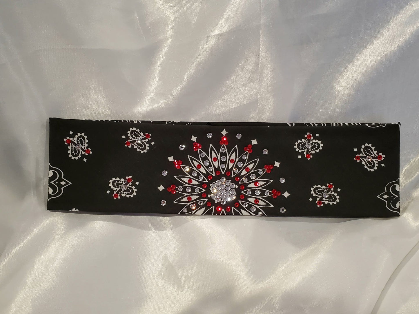 Black Paisley With Red and Diamond Clear Austrian Crystals (Sku1927)