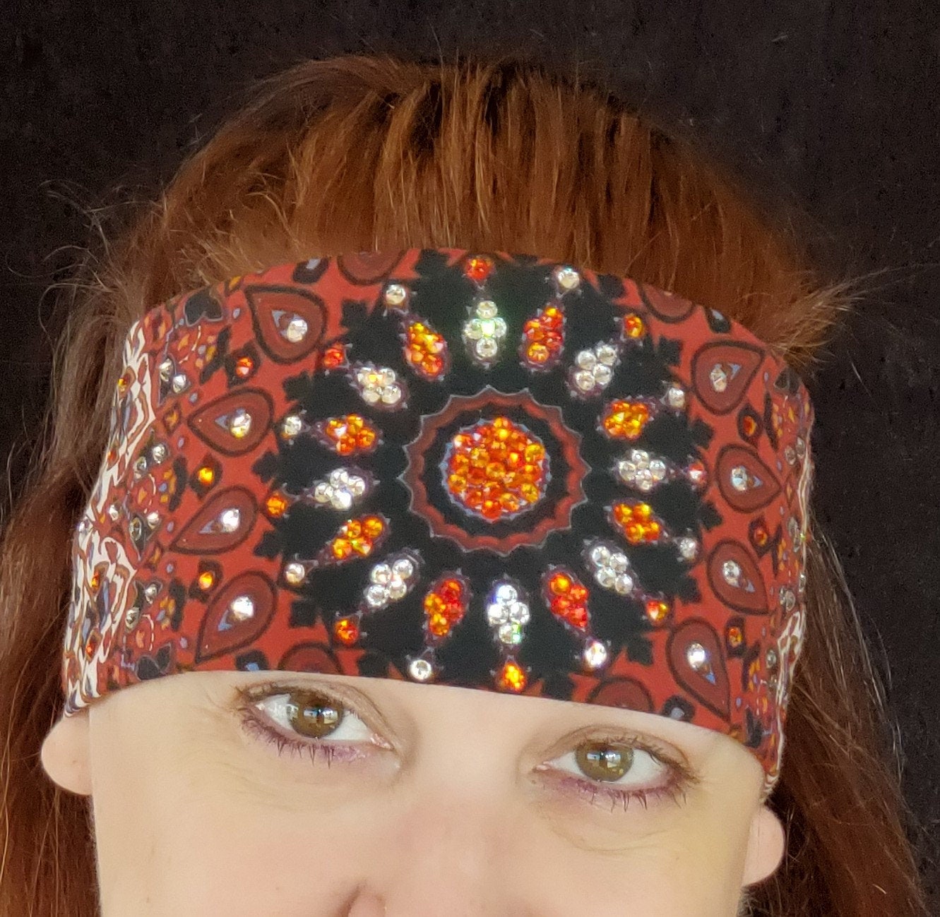 Rust Indian with Orange and Diamond Clear Austrian Crystals (Sku1293)