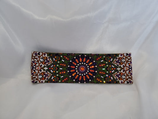 LeeAnnette Green and Purple Bandana with orange, purple and clear Austrian Crystals (Sku4891)