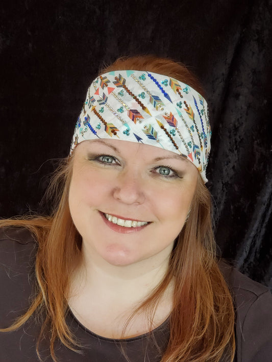 LeeAnnette Arrow Bandana with Multi-colored Swarovski Crystals (Sku4070)