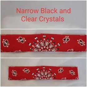 Narrow Red Paisley with Black and Diamond Clear Austrian Crystals (Sku2102)