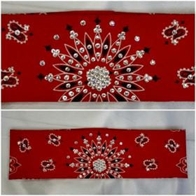 Red Paisley with Diamond Clear Austrian Crystals (Sku2104)