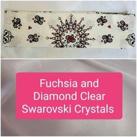 White Paisley with Fuchsia and Diamond Clear Austrian Crystals (Sku2019)