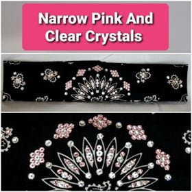 Narrow Black Paisley with Light Pink and Diamond Clear Austrian Crystals (Sku2085)