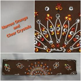Narrow Brown Paisley with Orange and Diamond Clear Austrian Crystals (Sku2125)
