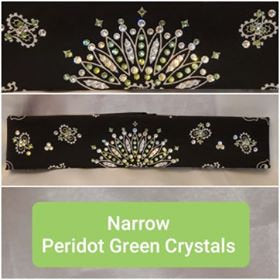 Narrow Black Paisley with Peridot Green and Diamond Clear Austrian Crystals (Sku2079)