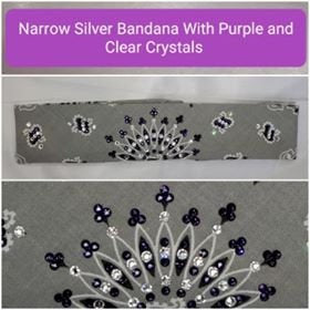 Narrow Silver Paisley with Dark Purple and Diamond Clear Swarovski Crystals (Sku2111)