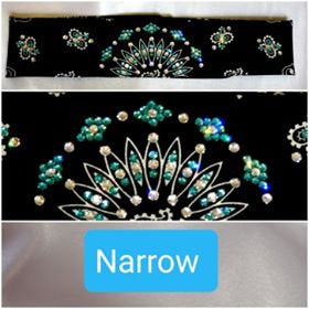 Narrow Black Paisley with Turquoise and Diamond Clear Austrian Crystals (Sku2088)