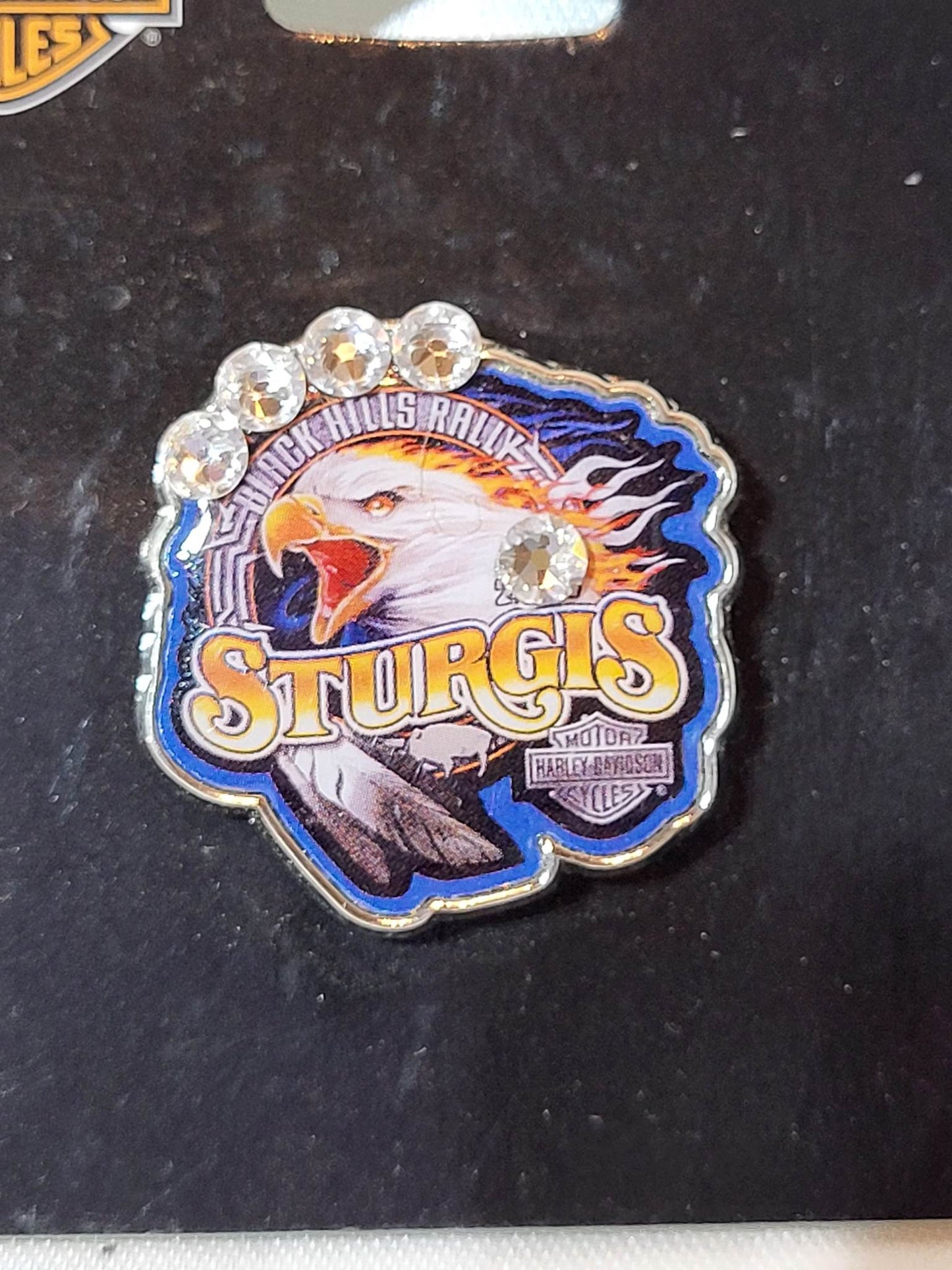 Small Sturgis with Crystals Pin